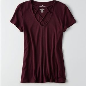 American Eagle AE Soft and Sexy Cage Front T-shirt